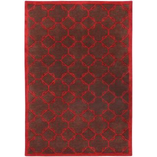 Hand tufted Contemporary Brown/red Floral Leyton New Zealand Wool Geometric Rug (5 X 8)