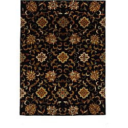 Hand tufted Tempest Black/gold Oriental Area Rug (8 X 11)