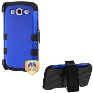 Fits Samsung i747 L710 T999 i535 R530 i9300 Galaxy S III Hard Plastic Snap on Cover Titanium Dark Blue/Black TUFF Hybrid With Black Holster AT&T Cell Phones & Accessories