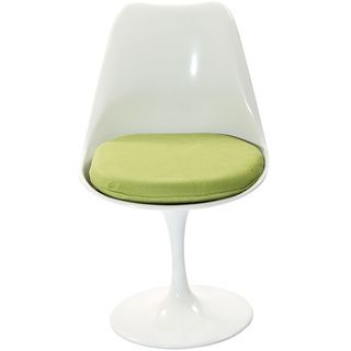 Eero Saarinen Style Tulip Side Chair With Green Cushion