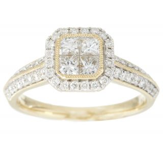 Michael Beaudry 1 cttw Diamond Cushion Halo Ring, 14K Gold —