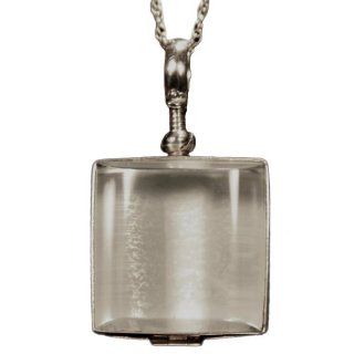 Sterling Silver & Glass Locket   Transparent Window Memory Necklace   1" SQUARE Pendant Charm   20" Sterling Chain Jewelry