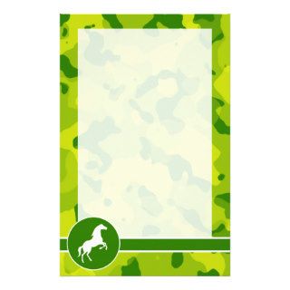 Apple Green Camo; Horse, Equestrian Stationery Paper