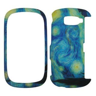 Blue Yellow Design Lg Octane Vn530 Verizon Page Plus Snap on Hard Rubberized Faceplate Phone Cover Case Accessory Protector Cell Phones & Accessories