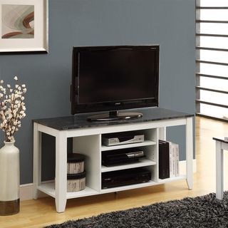 White/ Grey Marble 48 inch TV Console Monarch Entertainment Centers
