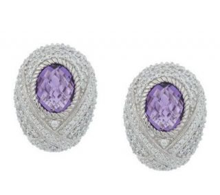 Judith Ripka Sterling Monaco Bezel Set Gemstone Earrings —