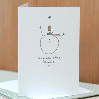 personalised handmade snowman star card by hannah shelbourne designs