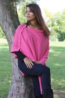 pink cashmere poncho wrap with heart buttons by bella bazaar