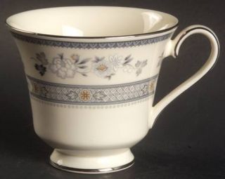 Minton Penrose Footed Cup, Fine China Dinnerware   Blue Band,Blue,Tan&White Flow