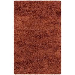 Handwoven Orange Mandara New Zealand Wool Shag Rug (79 Round)