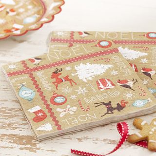 vintage style christmas paper napkins by ginger ray