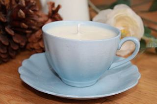 soft blue vintage teacup candle by teacup candles