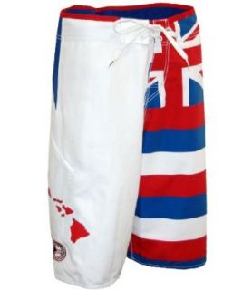 No Fear Men's FLAG OF HAWAII BOARDSHORT  White 42 at  Mens Clothing store