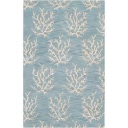 Somerset Bay Hand tufted Bacelot Bay Blue Beach inspired Wool Area Rug (5 X 8)