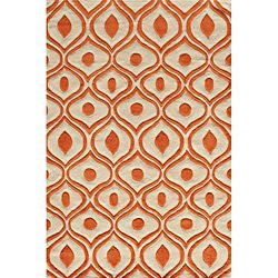 Hand Tufted Modern Waves Orange Polyester Rug (50 X 76)