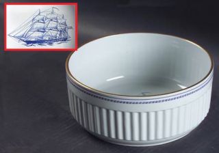 Spode Trade Winds Blue Souffle, Fine China Dinnerware   Blue Bands And Ships,Sca