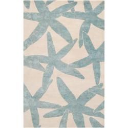 Somerset Bay Hand tufted Bacelot Bay Blue Beach Inspired Wool Rug (5 X 8)