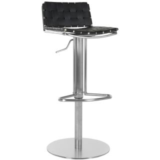 Safavieh Deco Black Leather Seat Solide Stainless steel Base Adjustable Bar Stool