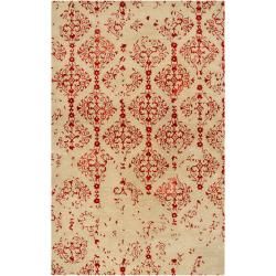 Hand tufted Contemporary Red Accented Pointer New Zealand Wool Abstract Rug (8 X 11)