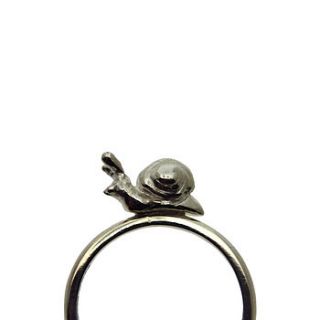 handmade silver snail ring by rock cakes