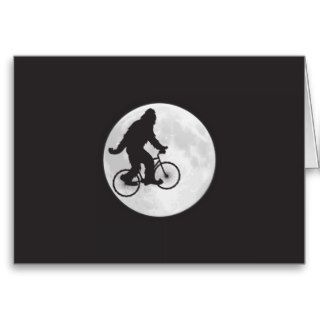 Squatch on a Bike In Sky With Moon T shirt Card