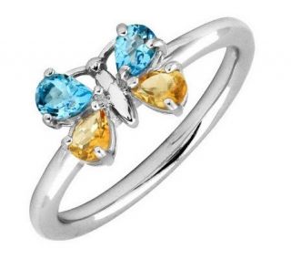 Simply Stacks Sterling Blue Topaz & Citrine Butterfly Ring —