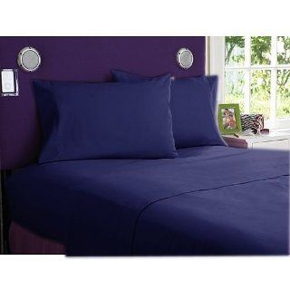 600TC 100% Egyptian Cotton Fitted Sheet + 2 Pillowcases Solid Navy Blue ColorFULL XL Size 25" Deep Pocket   Pillowcase And Sheet Sets
