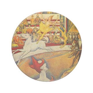 The Circus by Seurat, Vintage Pointillism Fine Art Coasters