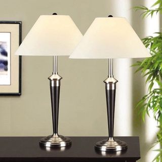 Artiva USA Classic Cordinates Brushed Steel and Espresso Table Lamp (Set of 2) Artiva Lamp Sets