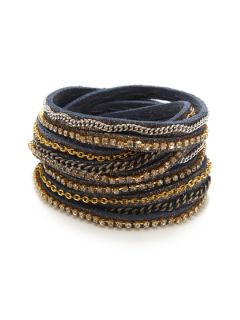 Metallic Blue & Multi Chain Wrap Bracelet by Presh