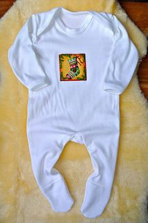 christmas baby bodysuit with character by bamboo baby