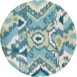 Hand hooked Dardanelle Teal Rug (4 Round)