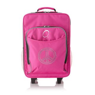 Obersee Kids Rhinestone Peace 16 inch Rolling Carry On Cooler Upright