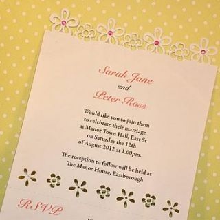 flower laser cut wedding invitation rsvp by sweet pea design
