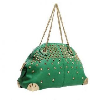 Studded Purses Chain Handbags Framed Shoulder Bag   Green Clothing