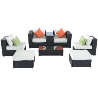 Outsunny 8pc Outdoor PE Wicker Rattan Patio Sectional Chair Furniture Set  Patio, Lawn & Garden