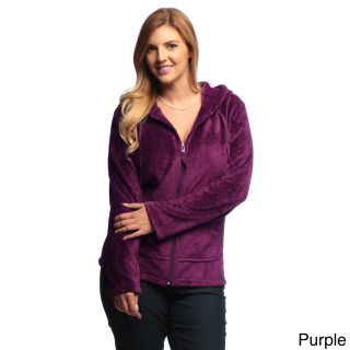 La Cera Womens Plus size Luxury Plush Heather Fleece Hooded Jacket