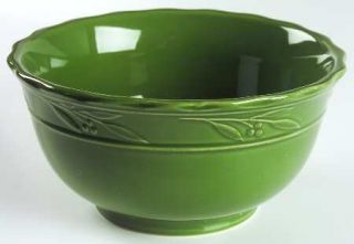 Signature Bella Green (Basil) 9 Mixing Bowl, Fine China Dinnerware   Stoneware,