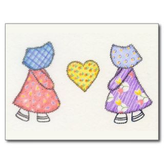 Sunbonnet Sue Quilting Motif Drawing Post Card