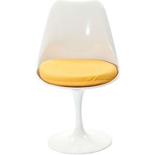 Eero Saarinen Style Tulip Side Chair With Yellow Cushion