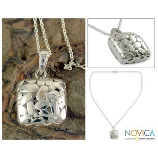 Sterling Silver 'Shining Cloud' Necklace (India) Novica Necklaces