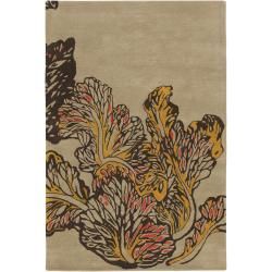 Hand tufted Contemporary Floral Mandara New Zealand Wool Rug (79 X 106)