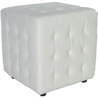 Traditional Izzo White Tufted Cube Ottoman