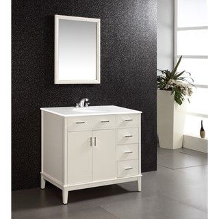 Wyndenhall Oxford White 36 inch Bath Vanity With 2 Doors And White Quartz Marble Top White Size Single Vanities