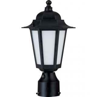 Cornerstone 1 Light Textured Black With Satin White Glass Post Lantern