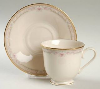 Lenox China Bellaire (Newer) Footed Cup & Saucer Set, Fine China Dinnerware   Me