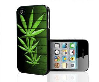 Green Weed Leaf Leaves on Wood Design iPhone 5 i5 Hard Phone Case Cover Cell Phones & Accessories