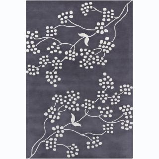Hand tufted White/dark Gray Mandara Multicolor Floral Wool Rug (7 X 10)