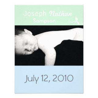 Green and Blue Stripes boy baby announcement