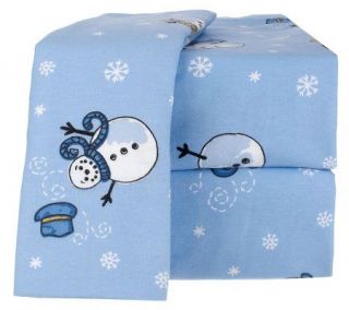 Northern Nights Snowman 100Cotton Flannel Twin Sheet Set —
